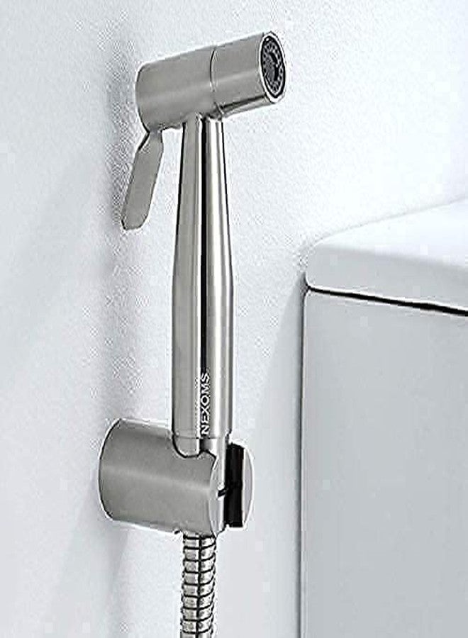NEXOMS SSBS01 304 Grade Stainless Steel Heavy Duty Health Faucet with 1.2m Ultra Flexible Hose and Wall Hook (Silver) - Image 1